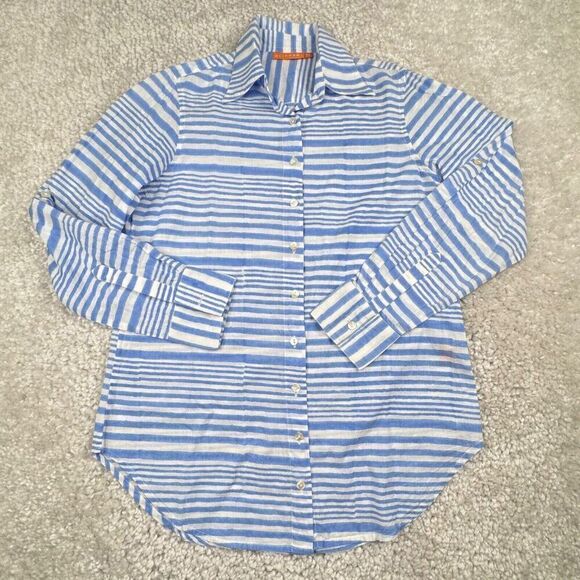 Oliphant Waldo Blue Striped Button Up Shirt - Picture 1 of 8